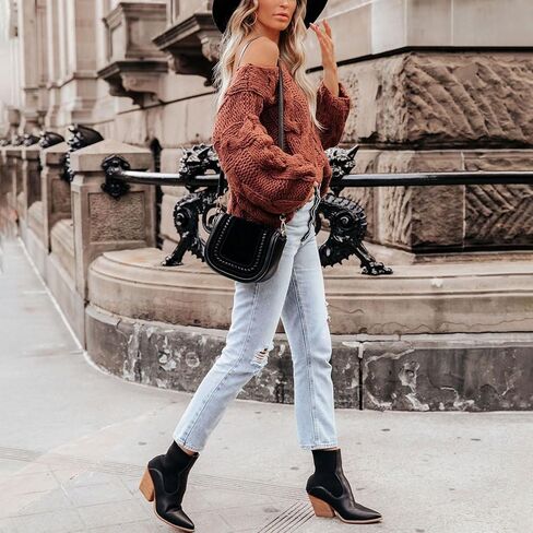 Women's Oversized Knit Crewneck Off Shoulder Long Sleeve Loose Solid Color Pullover Sweater Top… in Saudi Arabia