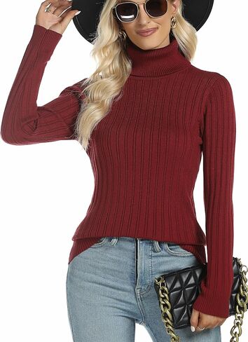 سترة صوفية نسائية ذات ياقة مدورة وأكمام طويلة محبوكة دافئة من RCJU in Kuwait