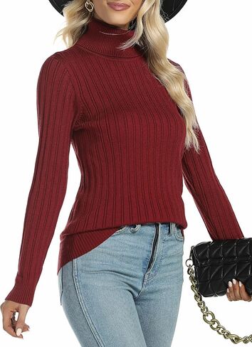 سترة صوفية نسائية ذات ياقة مدورة وأكمام طويلة محبوكة دافئة من RCJU in Kuwait