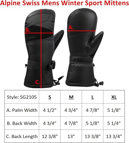 جبال الألب السويسرية رجالي مقاوم للماء القفاز التزلج قفازات الشتاء الرياضة قفازات التزلج على الجليد يندبروف الدافئة 3M Thinsulate in Kuwait