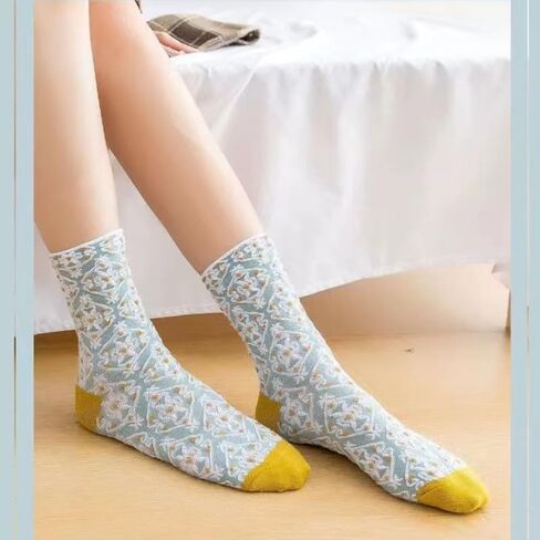 Sumleno 5 Pairs Cute Floral Ruffle Socks for Women and Girls Kawaii Cutecore Cotton Frilly Socks Cottagecore Clothes in Saudi Arabia