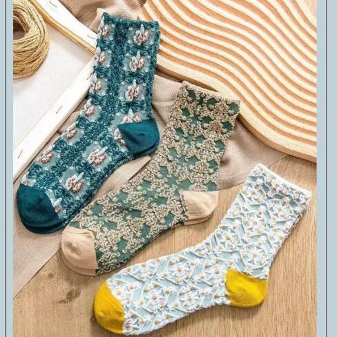Sumleno 5 Pairs Cute Floral Ruffle Socks for Women and Girls Kawaii Cutecore Cotton Frilly Socks Cottagecore Clothes in Saudi Arabia