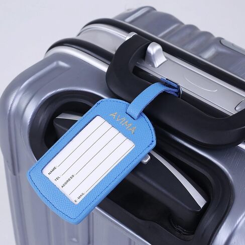 AVIMA Luxury Handcrafted Saffiano Leather Travel Suitcase Luggage Bag Tags 2pcs Set in Saudi Arabia