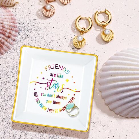 Vidalenta Ceramic Ring Dish Jewelry Tray Gifts for Good Friends - The Best Birthday, Wedding, Christmas, Graduation Gifts for Women Female Girls Friends Sisters(Colorful Blessings, Friends) in Saudi Arabia