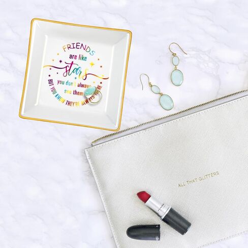 Vidalenta Ceramic Ring Dish Jewelry Tray Gifts for Good Friends - The Best Birthday, Wedding, Christmas, Graduation Gifts for Women Female Girls Friends Sisters(Colorful Blessings, Friends) in Saudi Arabia
