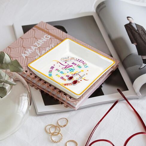 Vidalenta Ceramic Ring Dish Jewelry Tray Gifts for Good Friends - The Best Birthday, Wedding, Christmas, Graduation Gifts for Women Female Girls Friends Sisters(Colorful Blessings, Friends) in Saudi Arabia