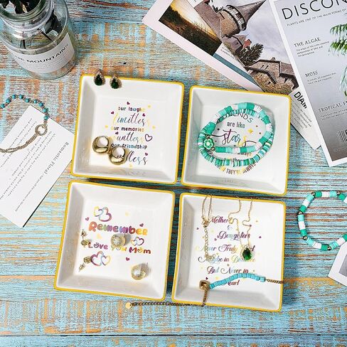 Vidalenta Ceramic Ring Dish Jewelry Tray Gifts for Good Friends - The Best Birthday, Wedding, Christmas, Graduation Gifts for Women Female Girls Friends Sisters(Colorful Blessings, Friends) in Saudi Arabia