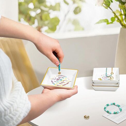 Vidalenta Ceramic Ring Dish Jewelry Tray Gifts for Good Friends - The Best Birthday, Wedding, Christmas, Graduation Gifts for Women Female Girls Friends Sisters(Colorful Blessings, Friends) in Saudi Arabia