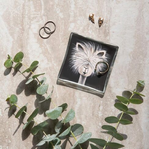 Small Glass Trinket Dish by Studio Oh! - Beau The Yak - 3" x 3" - Dish Tray with Unique Full-Color Artwork - Holds Jewelry, Change, Paperclips & Trinkets in Saudi Arabia