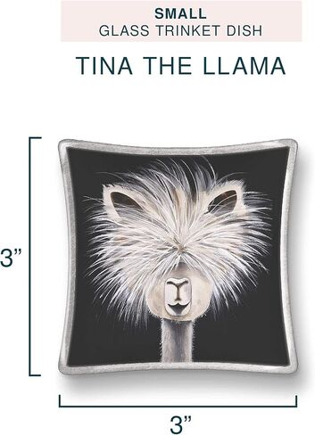 Small Glass Trinket Dish by Studio Oh! - Beau The Yak - 3" x 3" - Dish Tray with Unique Full-Color Artwork - Holds Jewelry, Change, Paperclips & Trinkets in Saudi Arabia