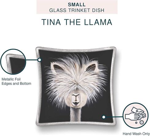 Small Glass Trinket Dish by Studio Oh! - Beau The Yak - 3" x 3" - Dish Tray with Unique Full-Color Artwork - Holds Jewelry, Change, Paperclips & Trinkets in Saudi Arabia