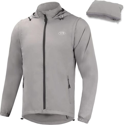 Dooy Men's Cycling Jacket ​with Detachable Sleeves Windbreaker Jackets Windproof Running Vest Lightweight and High Visibility in Saudi Arabia