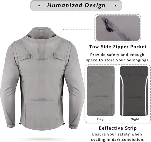 Dooy Men's Cycling Jacket ​with Detachable Sleeves Windbreaker Jackets Windproof Running Vest Lightweight and High Visibility in Saudi Arabia