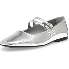 Steve Madden Women's Alisah Mary Jane Flat, Silver Foil, 7.5 in Saudi Arabia