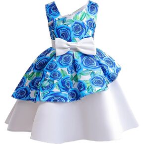 NSSMWTTC 2-9T Girls Floral Printed Pageant Dresses Toddler Easter Party Dress