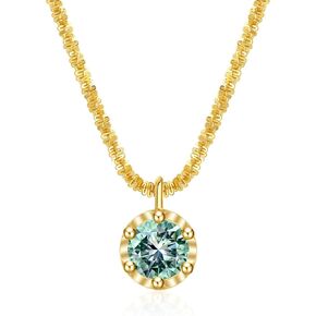 ENDISO 1~2CT Moissanite Necklace 925 Sterling Silver Pendant Necklace with 18K White Gold Plating, D Color VVS1 Diamond Necklace. Birthday, Anniversary, Christmas Gifts for Women