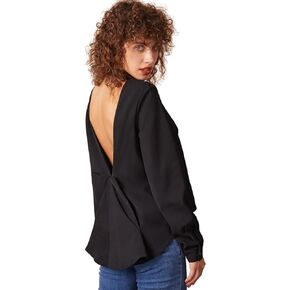 سترة BERLOOK النسائية بأكمام طويلة وفتحة خلفية على شكل حرف V سترة كاجوال بدون ظهر in Kuwait