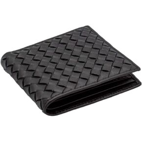 KUZE CLAN Premium Nappa Leather Wallet - Bifold Wallets for Men with Intrecciato Criss-Cross Design, 8 Card Slots,RFID Blocking Expert Craftsmanship, Gift-Worthy Packaging (Black)