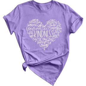 MOUSYA Womens Kindness Graphic T-Shirt: Cute Be Kind Graphic Tees Inspirational Letter Shirt Teacher Casual Tops