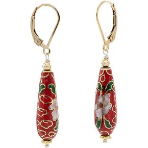 اقراط دمعة مطلية بالذهب عيار 14 قيراط مطلية بالمينا بلون احمر مصوغة بطريقة دمعة بلون احمر, مينا, ان ايه in Kuwait