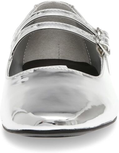 Steve Madden Women's Alisah Mary Jane Flat, Silver Foil, 7.5 in Saudi Arabia