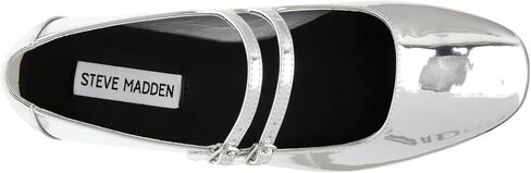 Steve Madden Women's Alisah Mary Jane Flat, Silver Foil, 7.5 in Saudi Arabia