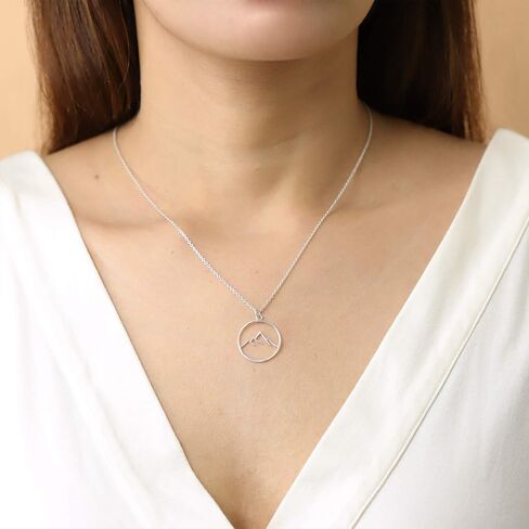 Boma Jewelry Sterling Silver Circle Mountain Pendant Necklace, 18 Inches in Saudi Arabia