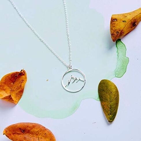 Boma Jewelry Sterling Silver Circle Mountain Pendant Necklace, 18 Inches in Saudi Arabia