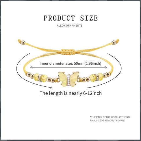 9Pieces Crystal Rhinestone Beads Butterfly Bracelets Adjustable String Cute Butterfly Charm Woven Friendship Bracelet for Women Teen Girls Fairy Party Favor in Saudi Arabia