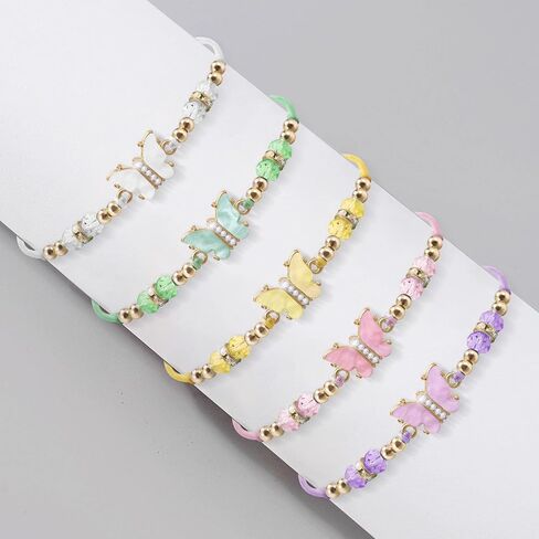 9Pieces Crystal Rhinestone Beads Butterfly Bracelets Adjustable String Cute Butterfly Charm Woven Friendship Bracelet for Women Teen Girls Fairy Party Favor in Saudi Arabia