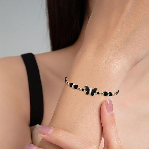 9Pieces Crystal Rhinestone Beads Butterfly Bracelets Adjustable String Cute Butterfly Charm Woven Friendship Bracelet for Women Teen Girls Fairy Party Favor in Saudi Arabia