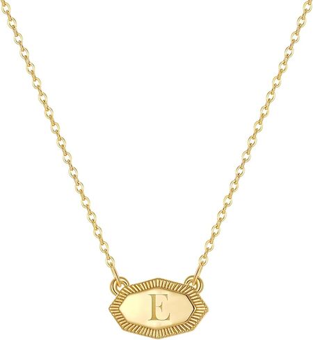 Fissen Initial Necklaces for Women 14K Gold Plated Letter Necklace Dainty Gold Name Necklace Personalized Octagon Initial Choker Necklaces for Women Trendy Gold Jewelry in Saudi Arabia