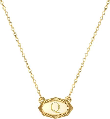 Fissen Initial Necklaces for Women 14K Gold Plated Letter Necklace Dainty Gold Name Necklace Personalized Octagon Initial Choker Necklaces for Women Trendy Gold Jewelry in Saudi Arabia