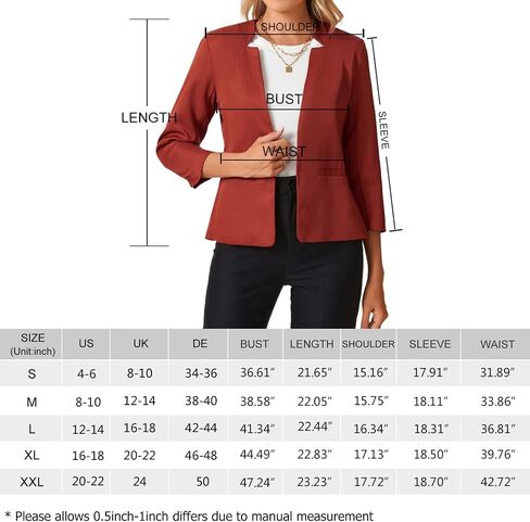 MINTLIMIT Womens 3/4 Sleeve Blazers Collarless Open Front Business Blazer Office Suit Jackets with Pockets in Saudi Arabia