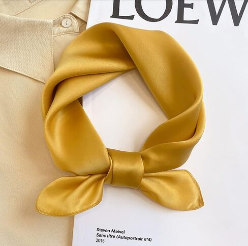 JERLA Women's Men's Small Square 100% Real Mulberry Silk satin Scarfs Hair head face scarf 21" x 21" Solid Color Pure color in Saudi Arabia