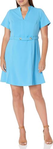 Maggy London Women's Notch Mock Neck Fit and Flare Crepe Dress in Saudi Arabia