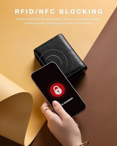 محفظة Vulkitty صغيرة للنساء، حامل بطاقات جلدي مزدوج الطي، RFID مع جيب للعملات المعدنية بسحاب، نافذة مزدوجة لبطاقة الهوية - تحمل 14 بطاقة ونقود سوداء in Kuwait
