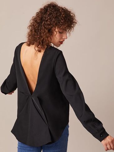 سترة BERLOOK النسائية بأكمام طويلة وفتحة خلفية على شكل حرف V سترة كاجوال بدون ظهر in Kuwait