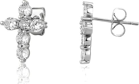YOSZO Cross Earrings 14K Gold Plated Dainty Girls Cross Stud Earrings for Women Cubic Zirconia Religious Mens Earring Studs in Saudi Arabia