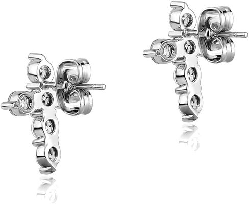 YOSZO Cross Earrings 14K Gold Plated Dainty Girls Cross Stud Earrings for Women Cubic Zirconia Religious Mens Earring Studs in Saudi Arabia