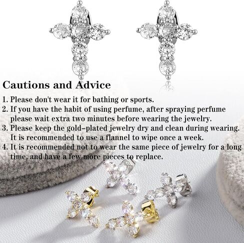 YOSZO Cross Earrings 14K Gold Plated Dainty Girls Cross Stud Earrings for Women Cubic Zirconia Religious Mens Earring Studs in Saudi Arabia