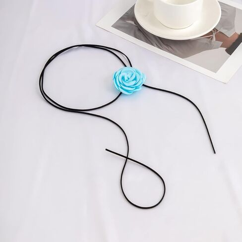 KunJoe Velvet Big Flower Necklace Floral Choker Rose Flower Choker Necklace For Women Girls in Saudi Arabia
