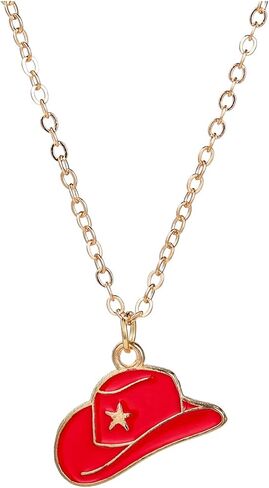 Western Gold Plated Pink Pendant Necklace Cowboy Boot Hats 14k Gold Necklaces Disco Cow Charms Cowgirl Aesthetic Jewelry Accessories Gifts for Women Boys Girls in Saudi Arabia