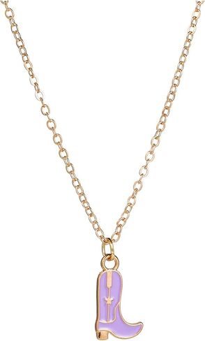 Western Gold Plated Pink Pendant Necklace Cowboy Boot Hats 14k Gold Necklaces Disco Cow Charms Cowgirl Aesthetic Jewelry Accessories Gifts for Women Boys Girls in Saudi Arabia