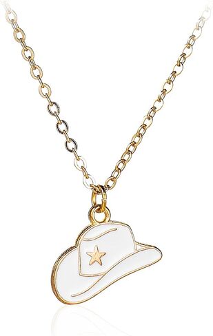 Western Gold Plated Pink Pendant Necklace Cowboy Boot Hats 14k Gold Necklaces Disco Cow Charms Cowgirl Aesthetic Jewelry Accessories Gifts for Women Boys Girls in Saudi Arabia
