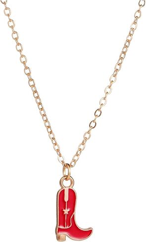 Western Gold Plated Pink Pendant Necklace Cowboy Boot Hats 14k Gold Necklaces Disco Cow Charms Cowgirl Aesthetic Jewelry Accessories Gifts for Women Boys Girls in Saudi Arabia