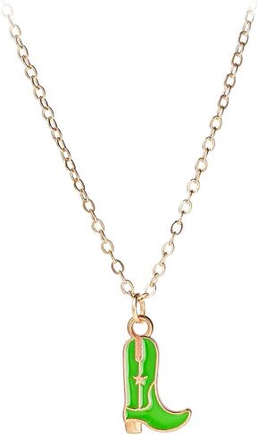 Western Gold Plated Pink Pendant Necklace Cowboy Boot Hats 14k Gold Necklaces Disco Cow Charms Cowgirl Aesthetic Jewelry Accessories Gifts for Women Boys Girls in Saudi Arabia