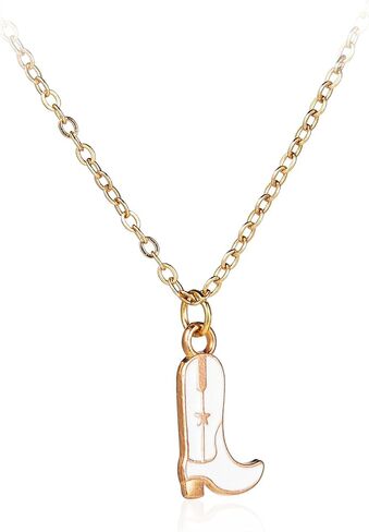 Western Gold Plated Pink Pendant Necklace Cowboy Boot Hats 14k Gold Necklaces Disco Cow Charms Cowgirl Aesthetic Jewelry Accessories Gifts for Women Boys Girls in Saudi Arabia