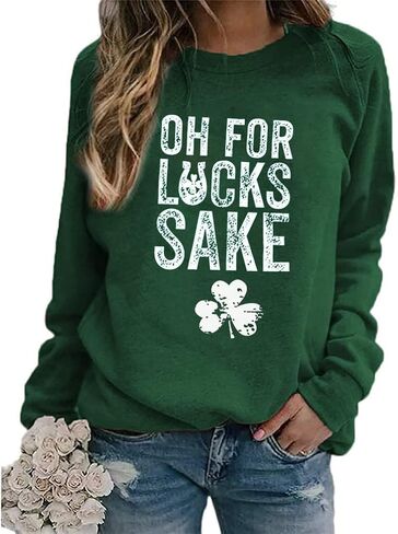 سويت شيرت Yimoya St Patricks Day للنساء قميص Lucky St Patty Day بأكمام طويلة ورسومات St Patricks in Kuwait