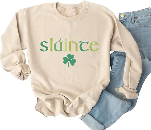 سويت شيرت Yimoya St Patricks Day للنساء قميص Lucky St Patty Day بأكمام طويلة ورسومات St Patricks in Kuwait